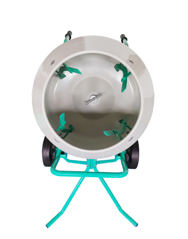 light-green color household trolley with stand concrete mixer drum details